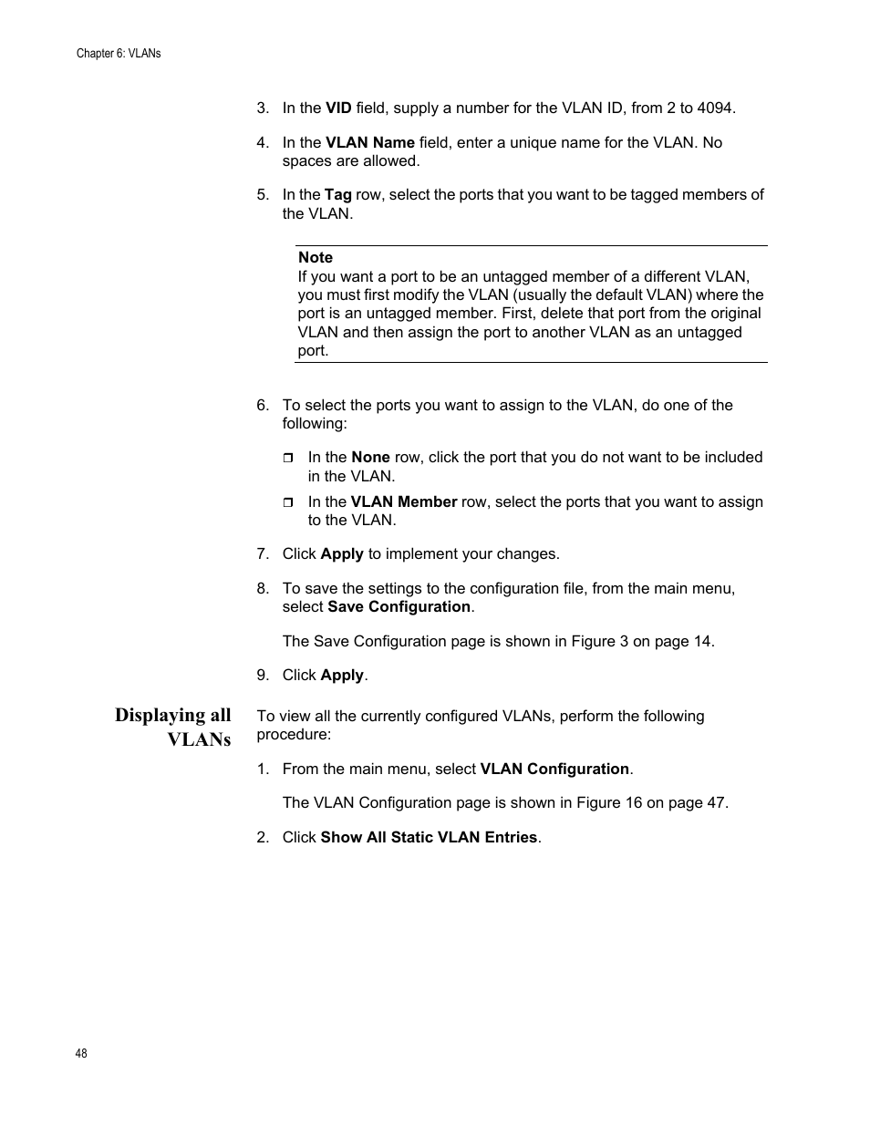 Displaying all vlans | Allied Telesis AT-S82 User Manual | Page 48 / 76