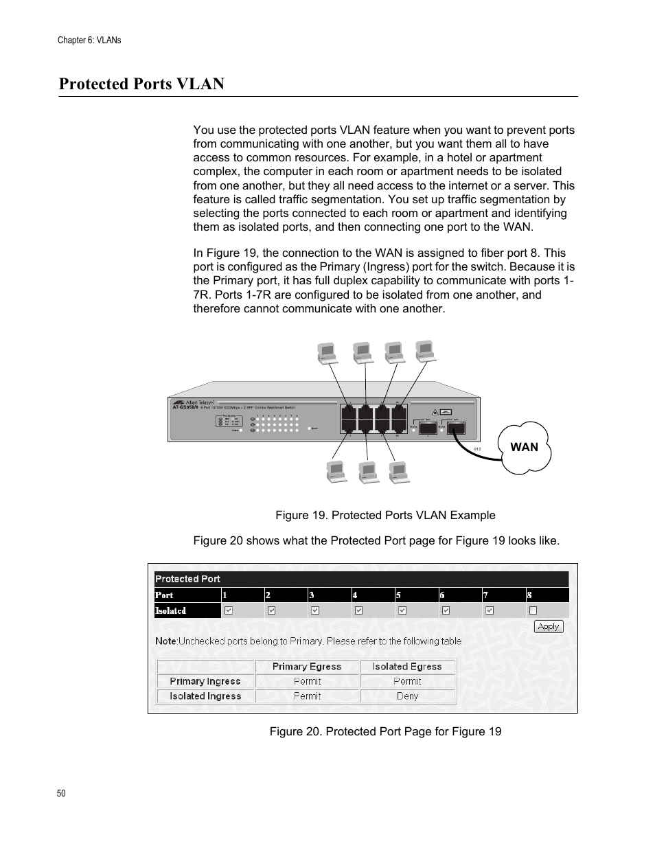 Protected ports vlan | Allied Telesis AT-S82 User Manual | Page 50 / 76