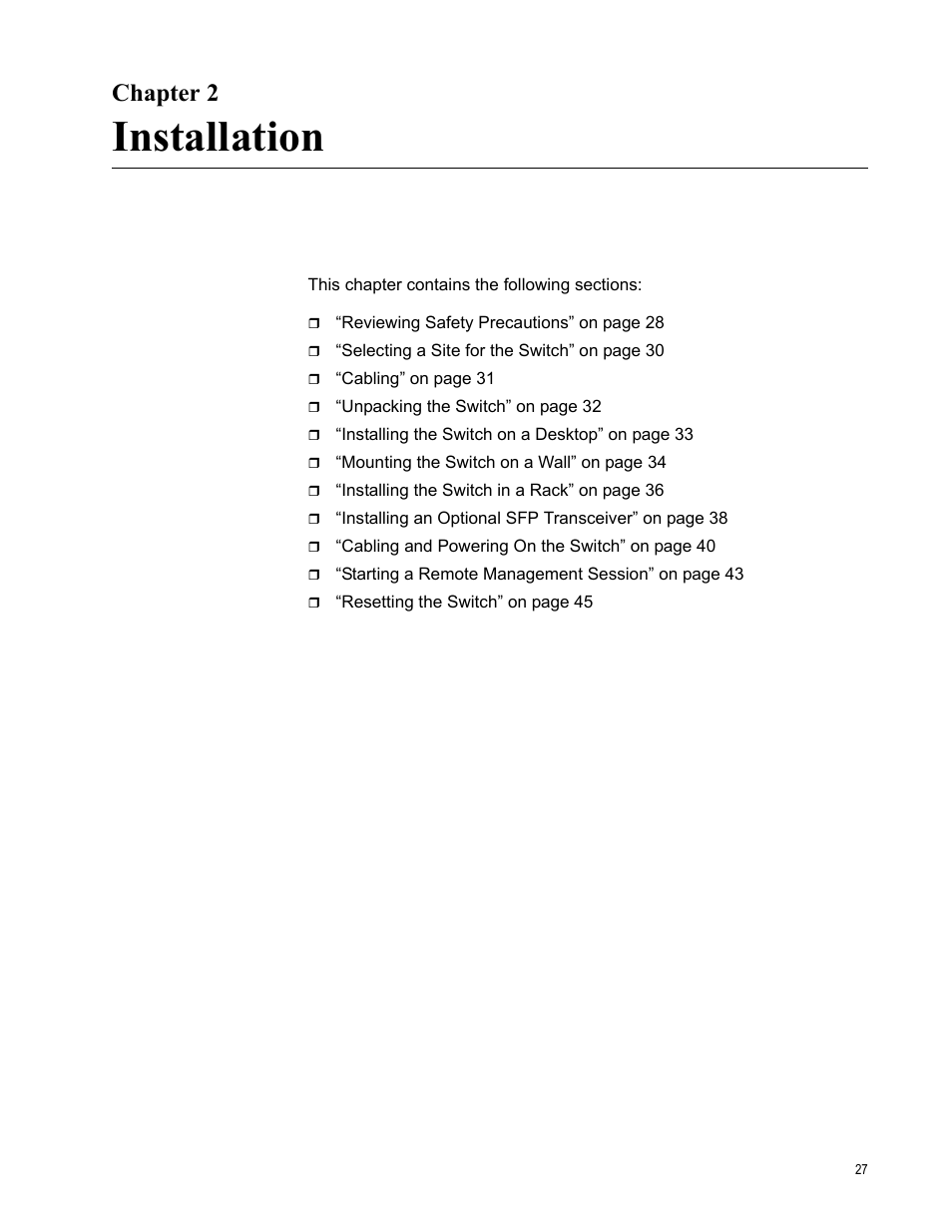 Chapter 2, Installation, R 2: installation | Allied Telesis AT-GS950/8 User Manual | Page 27 / 52