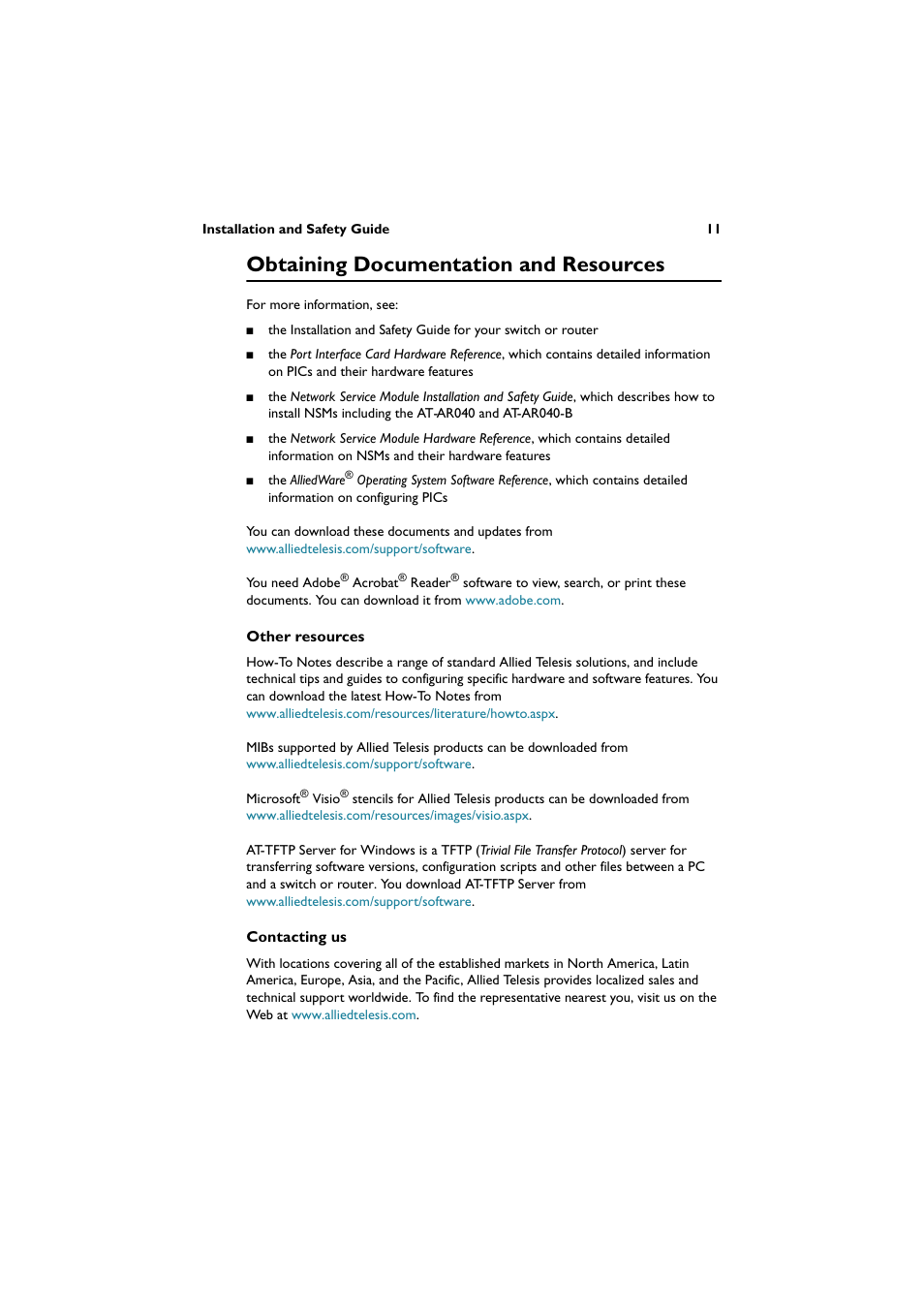 Obtaining documentation and resources | Allied Telesis AT-AR027 VoIP-FXS User Manual | Page 12 / 13