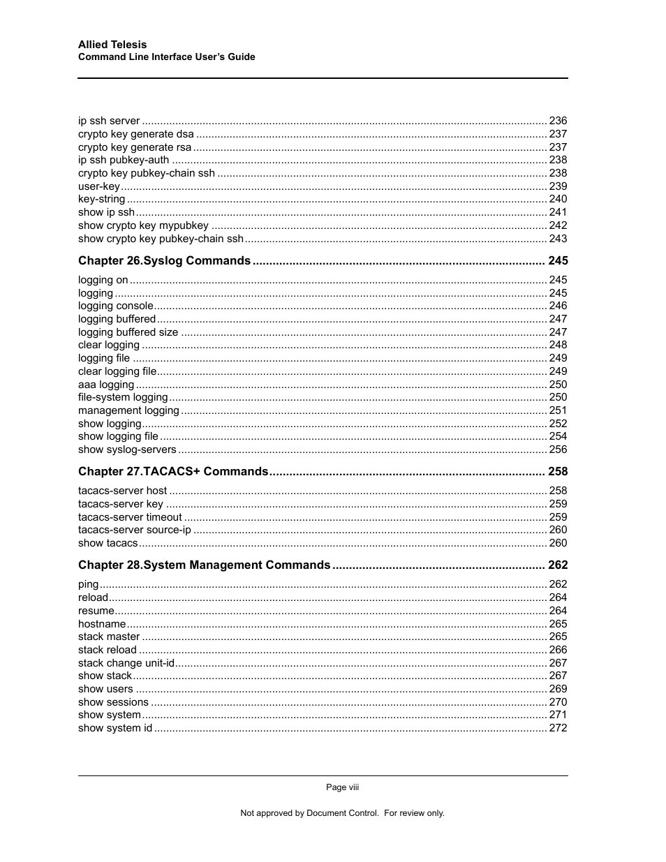 Allied Telesis AT-S95 CLI User Manual | Page 10 / 348