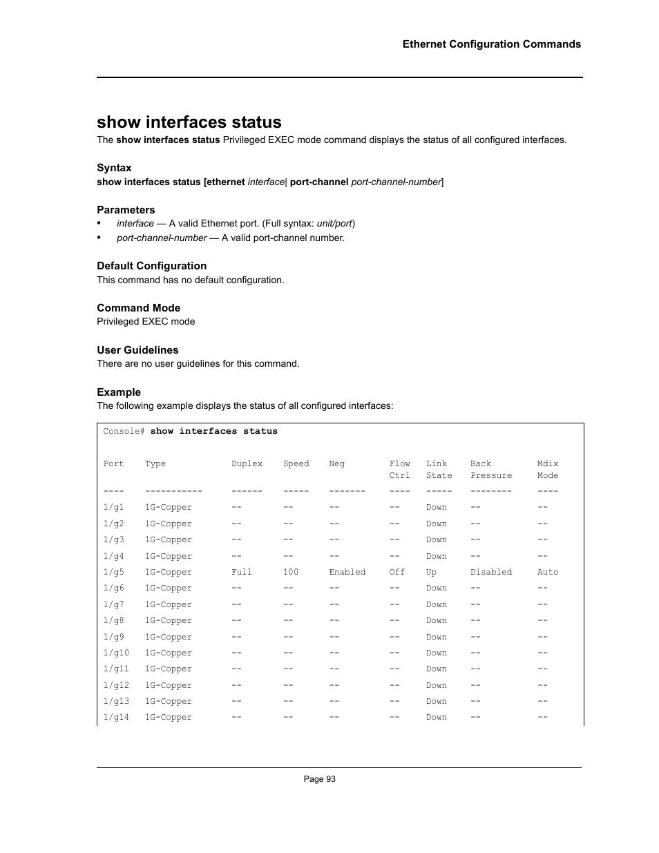 Show interfaces status | Allied Telesis AT-S95 CLI User Manual | Page 105 / 348