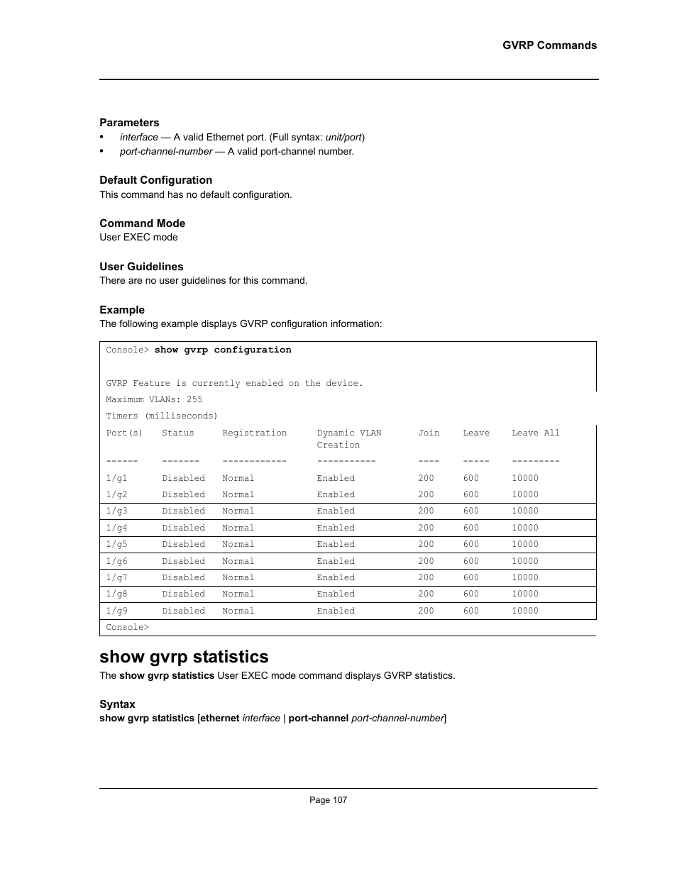 Show gvrp statistics | Allied Telesis AT-S95 CLI User Manual | Page 119 / 348
