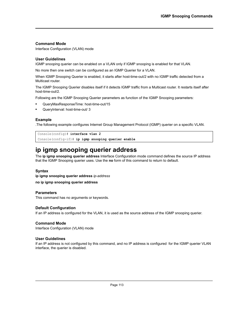 Ip igmp snooping querier address | Allied Telesis AT-S95 CLI User Manual | Page 125 / 348