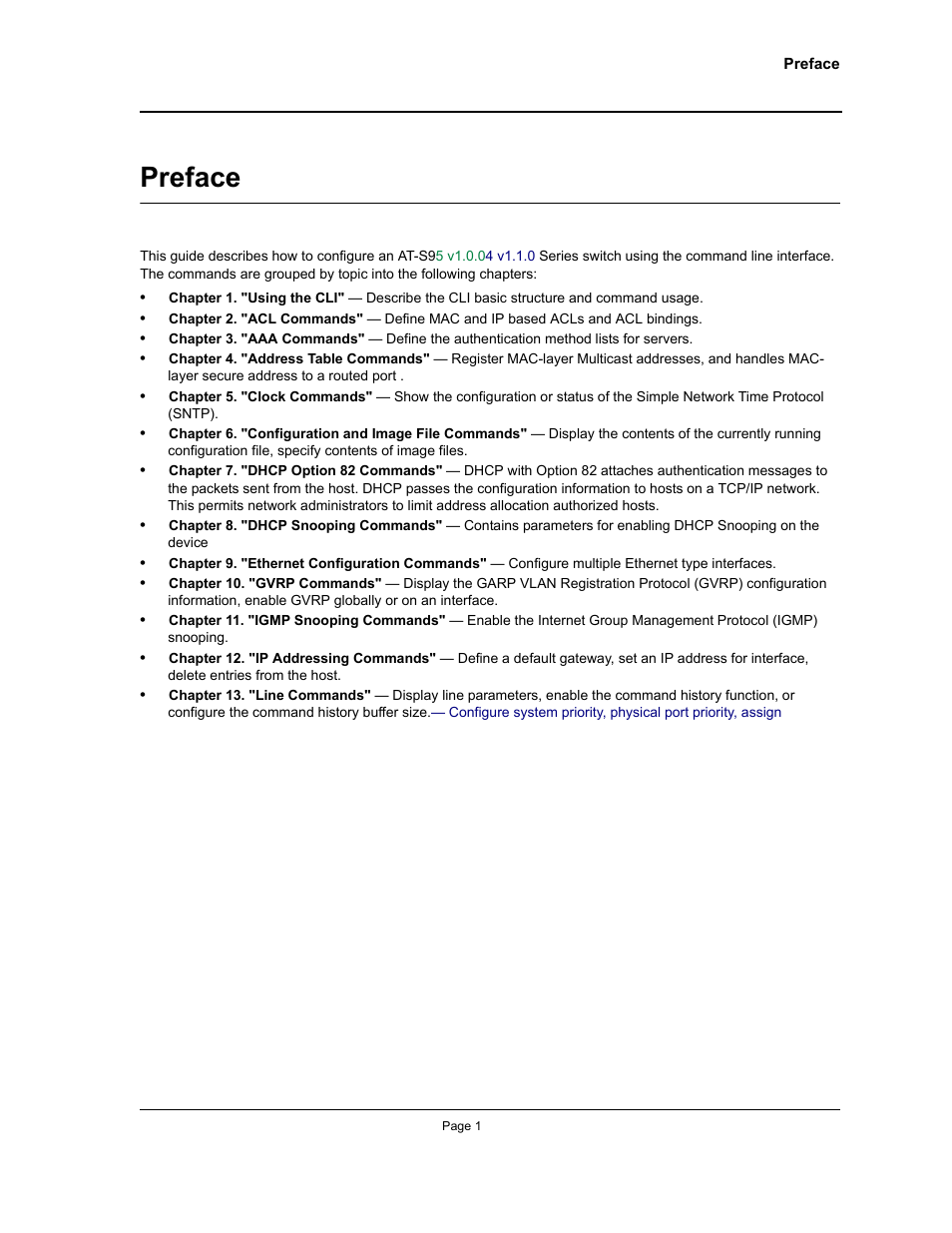 Preface | Allied Telesis AT-S95 CLI User Manual | Page 13 / 348