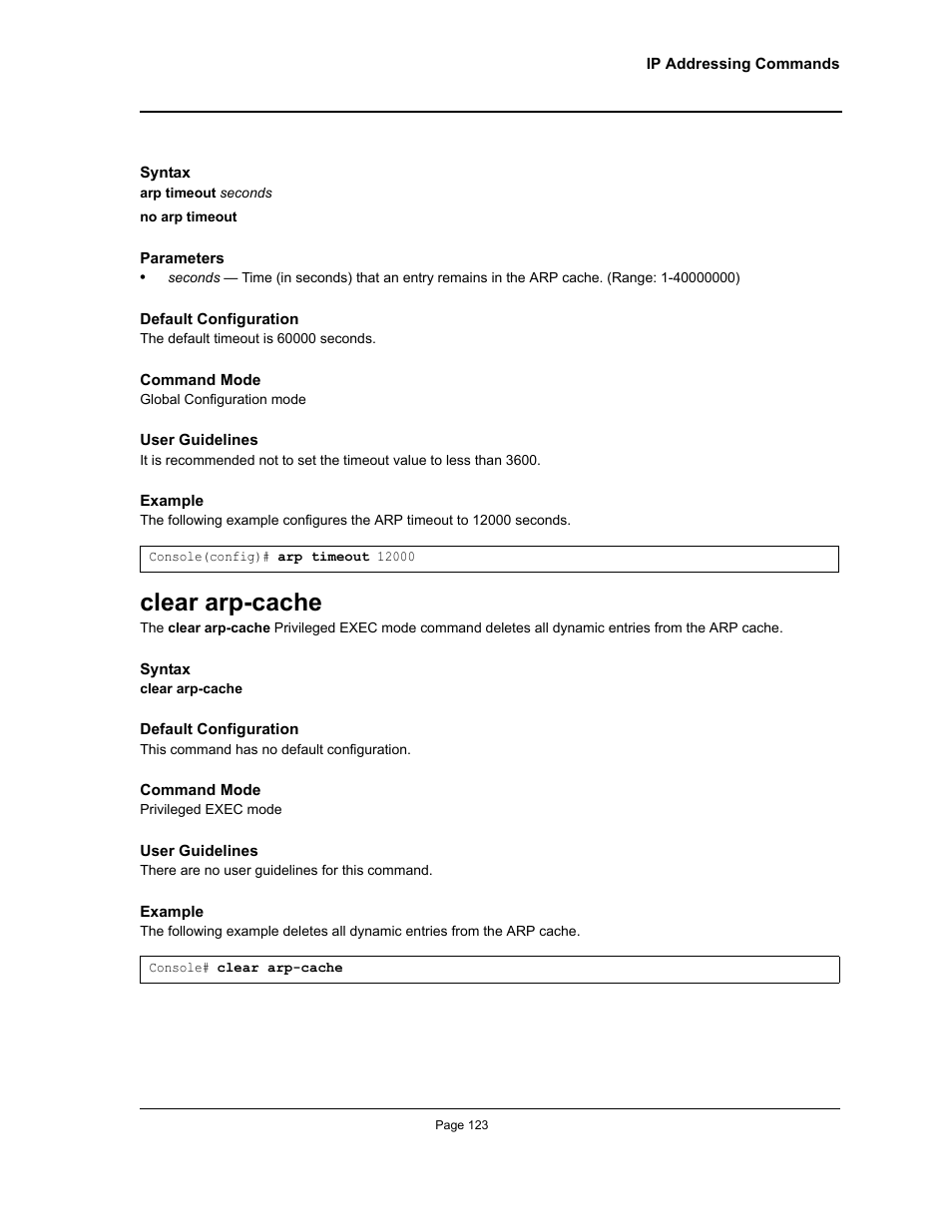 Clear arp-cache | Allied Telesis AT-S95 CLI User Manual | Page 135 / 348