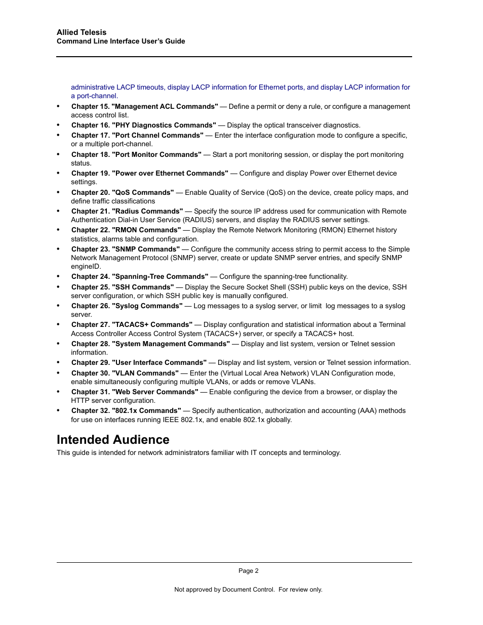 Intended audience | Allied Telesis AT-S95 CLI User Manual | Page 14 / 348