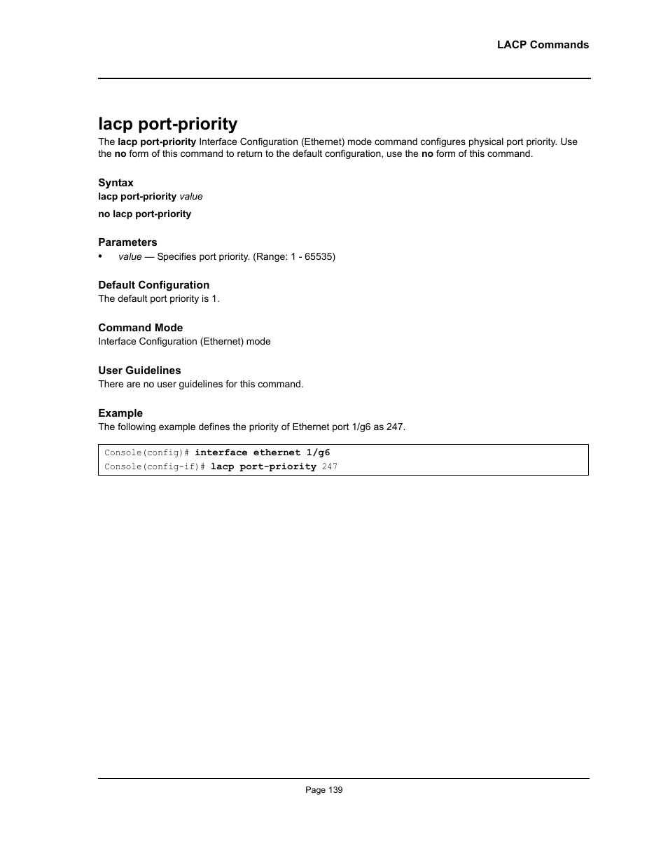 Lacp port-priority | Allied Telesis AT-S95 CLI User Manual | Page 151 / 348