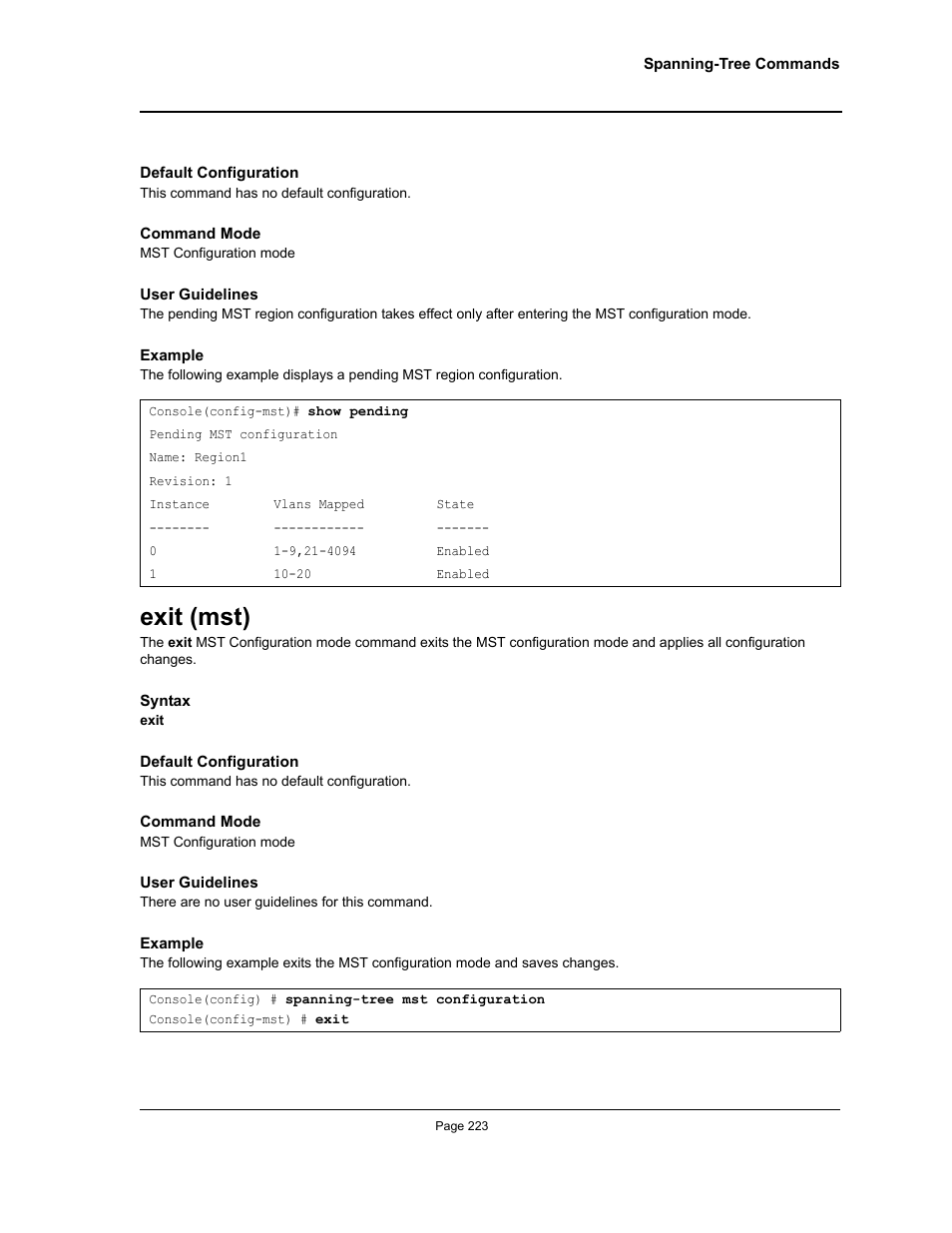 Exit (mst) | Allied Telesis AT-S95 CLI User Manual | Page 235 / 348