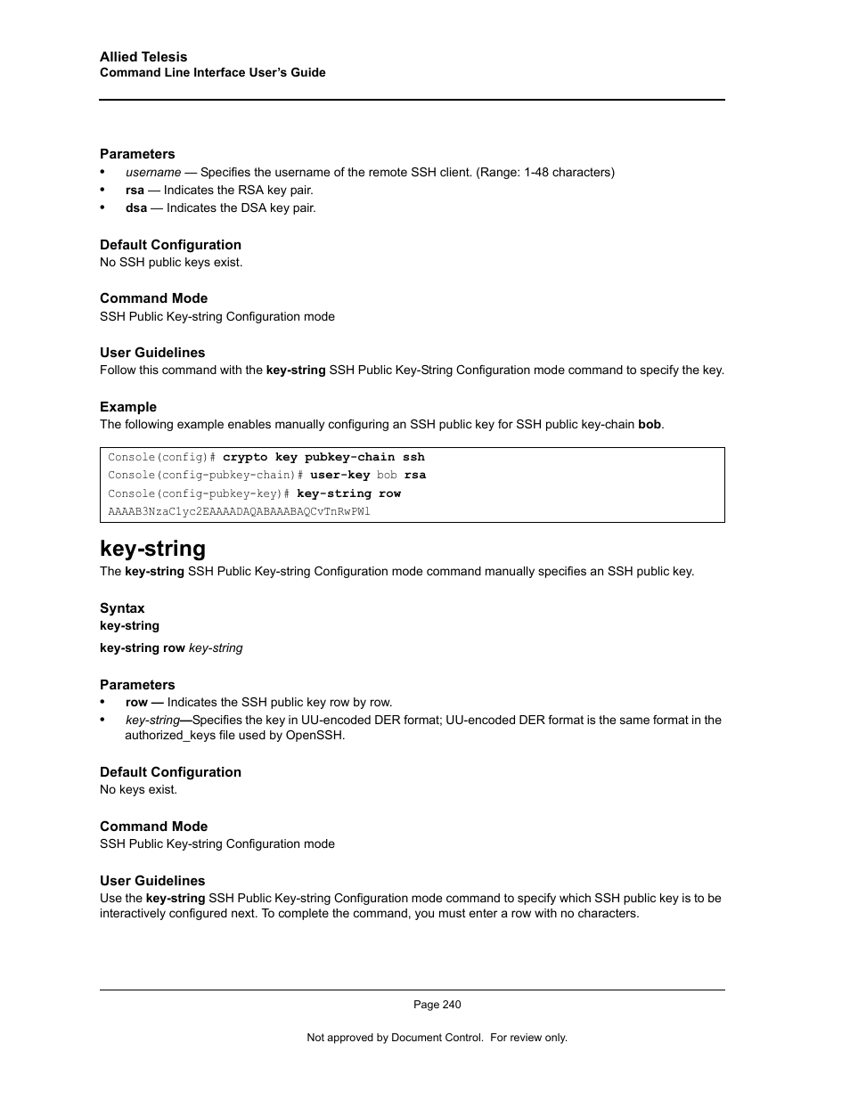 Key-string | Allied Telesis AT-S95 CLI User Manual | Page 252 / 348