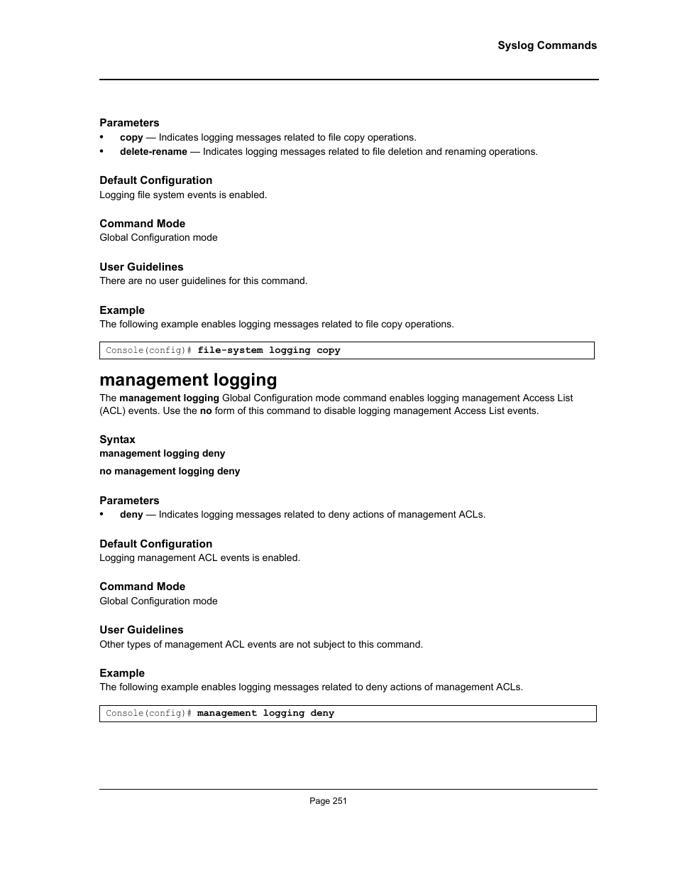 Management logging | Allied Telesis AT-S95 CLI User Manual | Page 263 / 348