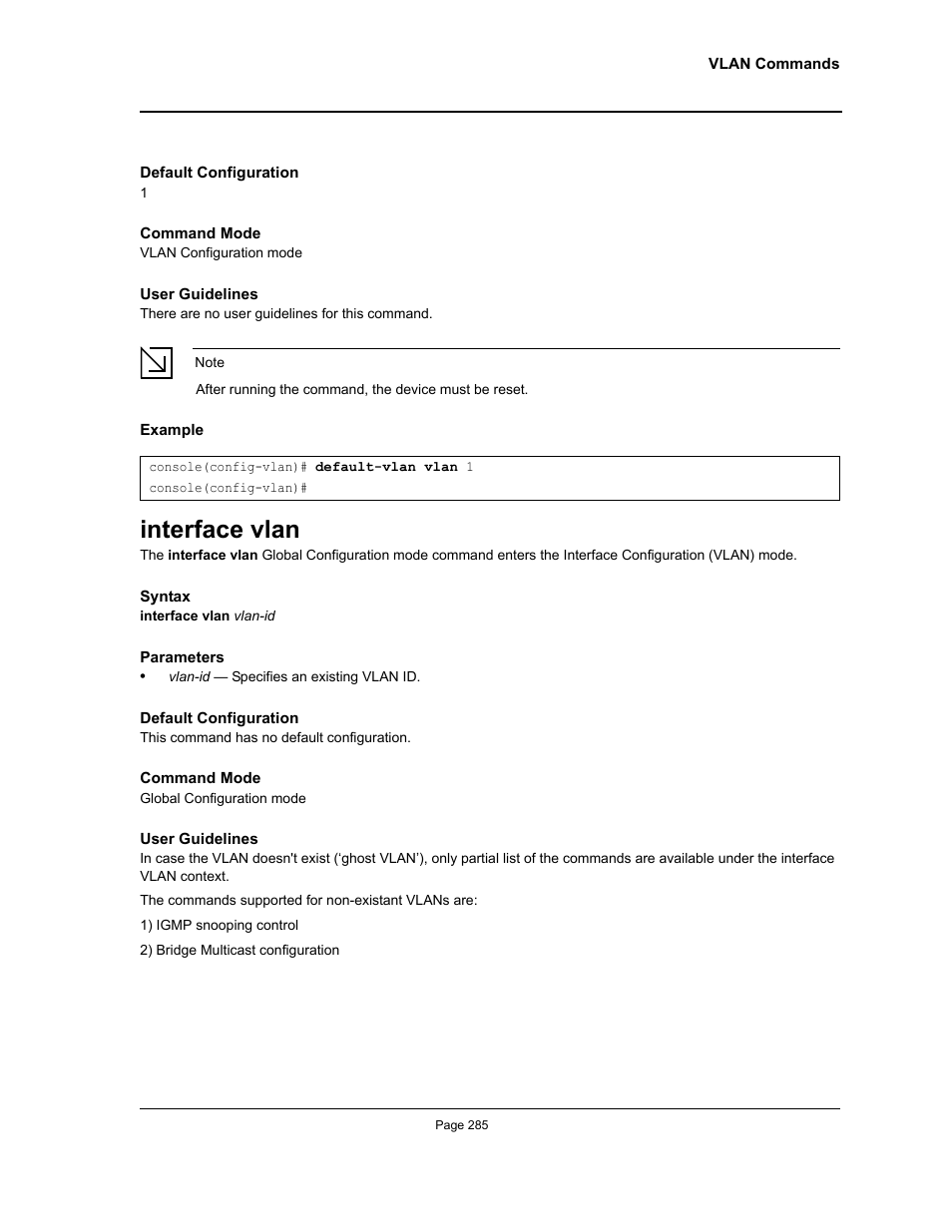 Interface vlan | Allied Telesis AT-S95 CLI User Manual | Page 297 / 348