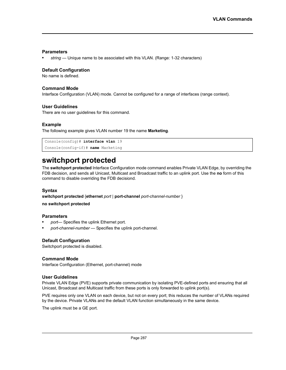 Switchport protected | Allied Telesis AT-S95 CLI User Manual | Page 299 / 348