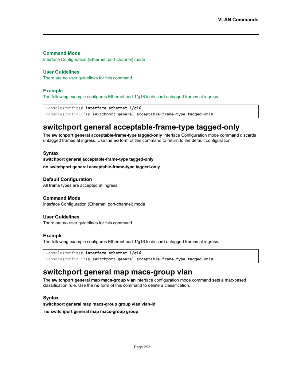 Switchport general map macs-group vlan | Allied Telesis AT-S95 CLI User Manual | Page 305 / 348