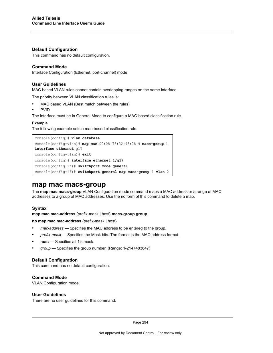 Map mac macs-group | Allied Telesis AT-S95 CLI User Manual | Page 306 / 348