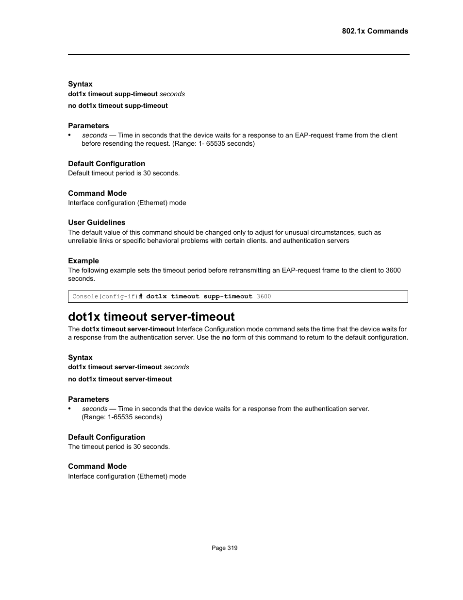 Dot1x timeout server-timeout | Allied Telesis AT-S95 CLI User Manual | Page 331 / 348