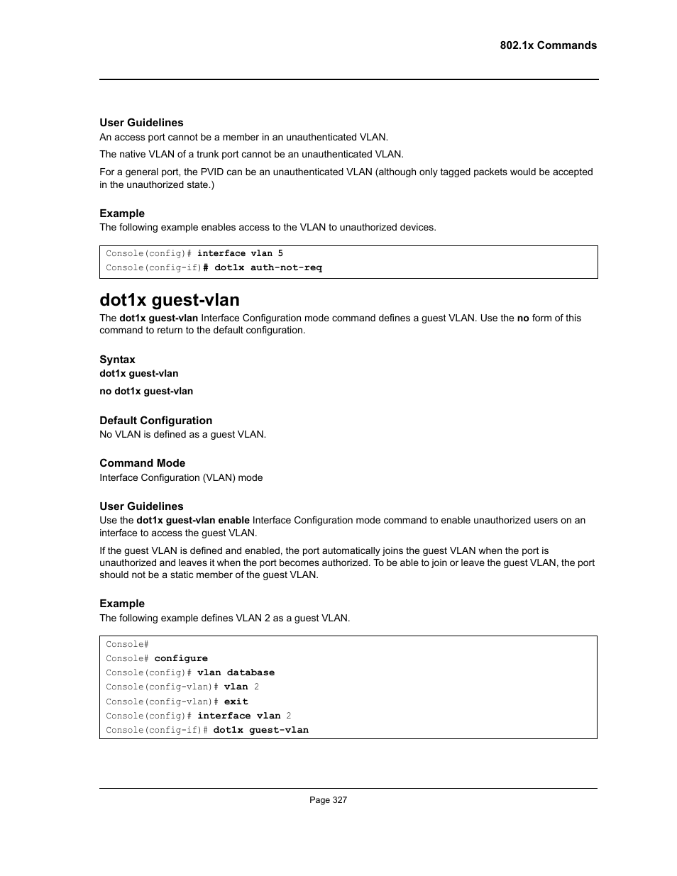 Dot1x guest-vlan | Allied Telesis AT-S95 CLI User Manual | Page 339 / 348