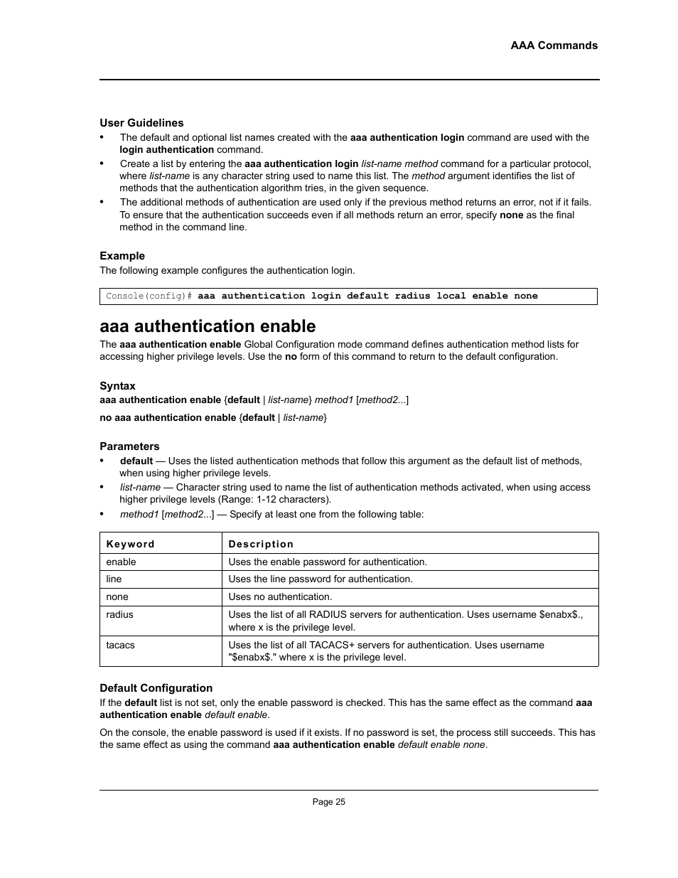 Aaa authentication enable | Allied Telesis AT-S95 CLI User Manual | Page 37 / 348