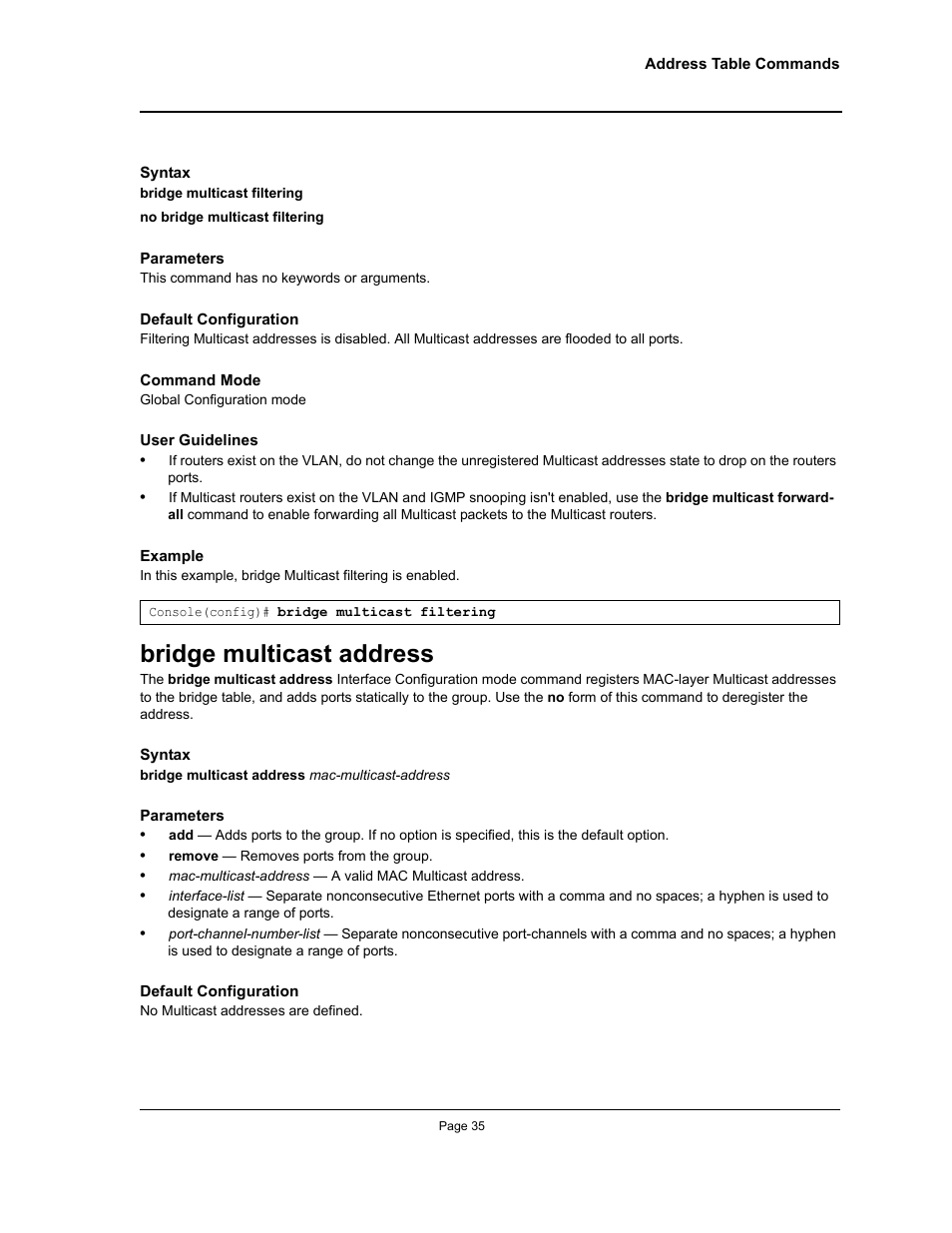 Bridge multicast address | Allied Telesis AT-S95 CLI User Manual | Page 47 / 348