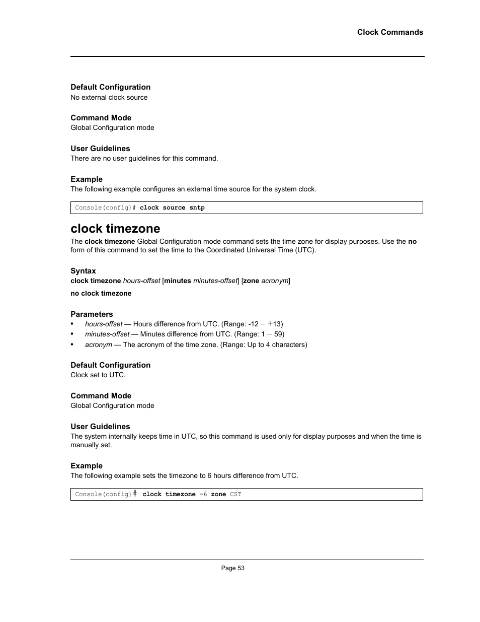 Clock timezone | Allied Telesis AT-S95 CLI User Manual | Page 65 / 348