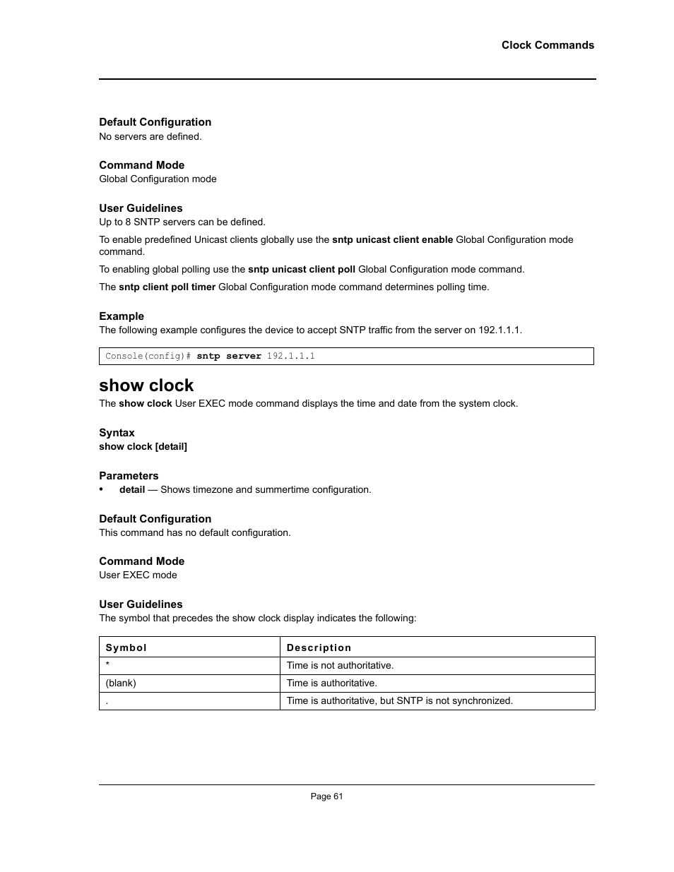 Show clock | Allied Telesis AT-S95 CLI User Manual | Page 73 / 348