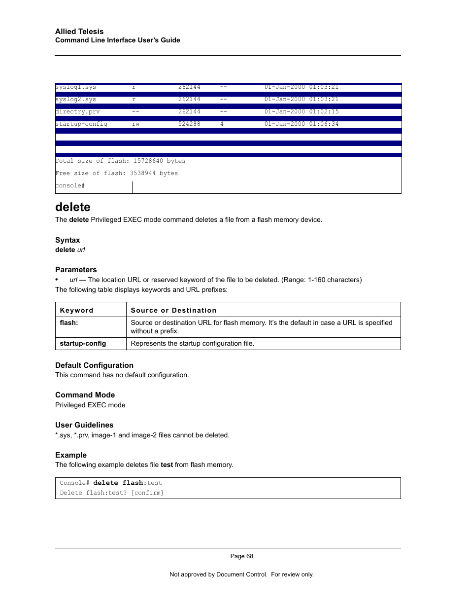Delete | Allied Telesis AT-S95 CLI User Manual | Page 80 / 348