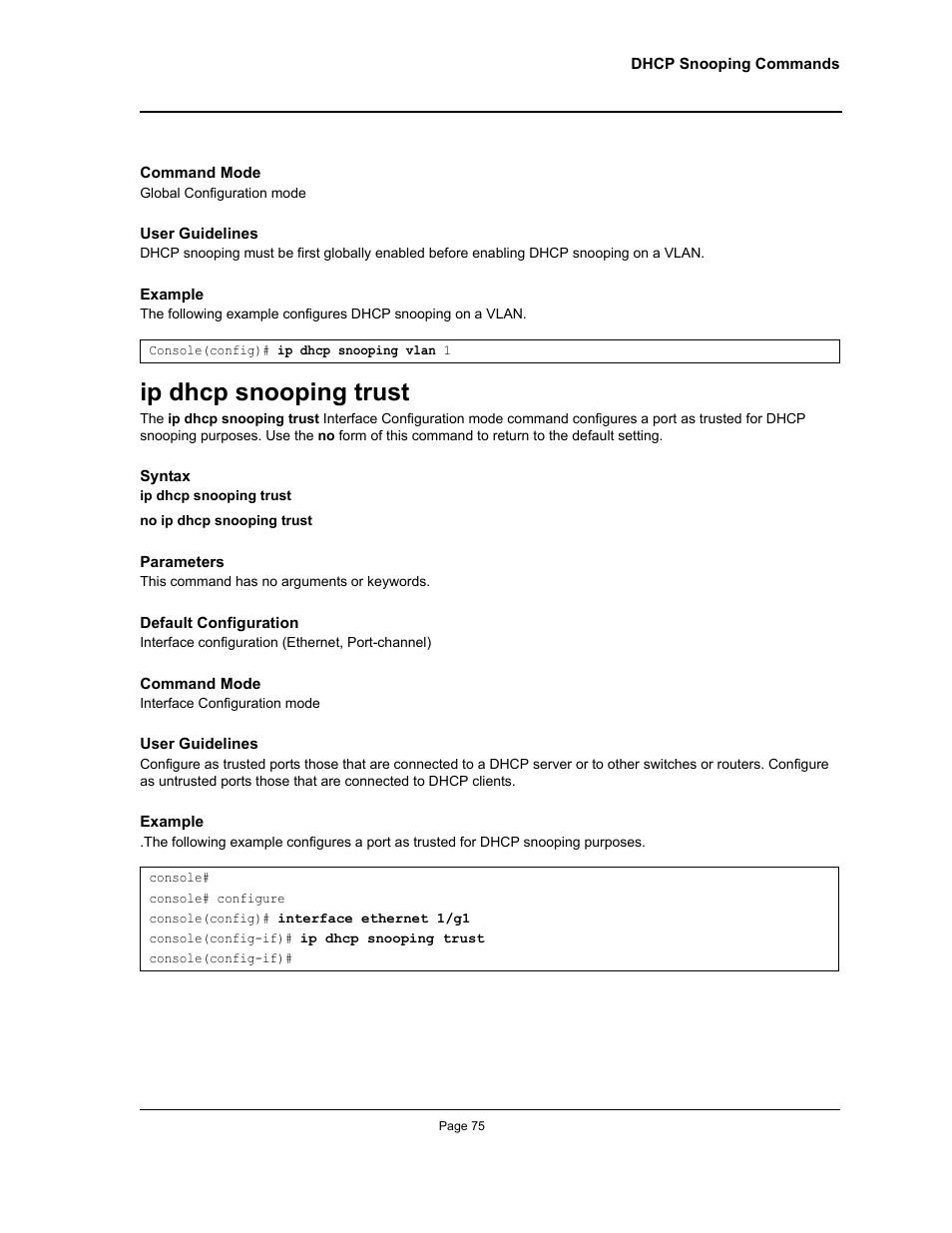 Ip dhcp snooping trust | Allied Telesis AT-S95 CLI User Manual | Page 87 / 348
