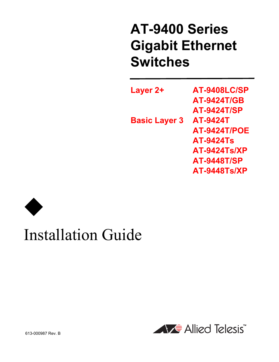 Allied Telesis AT-9448Ts/XP (Basic Layer 3) User Manual | 84 pages