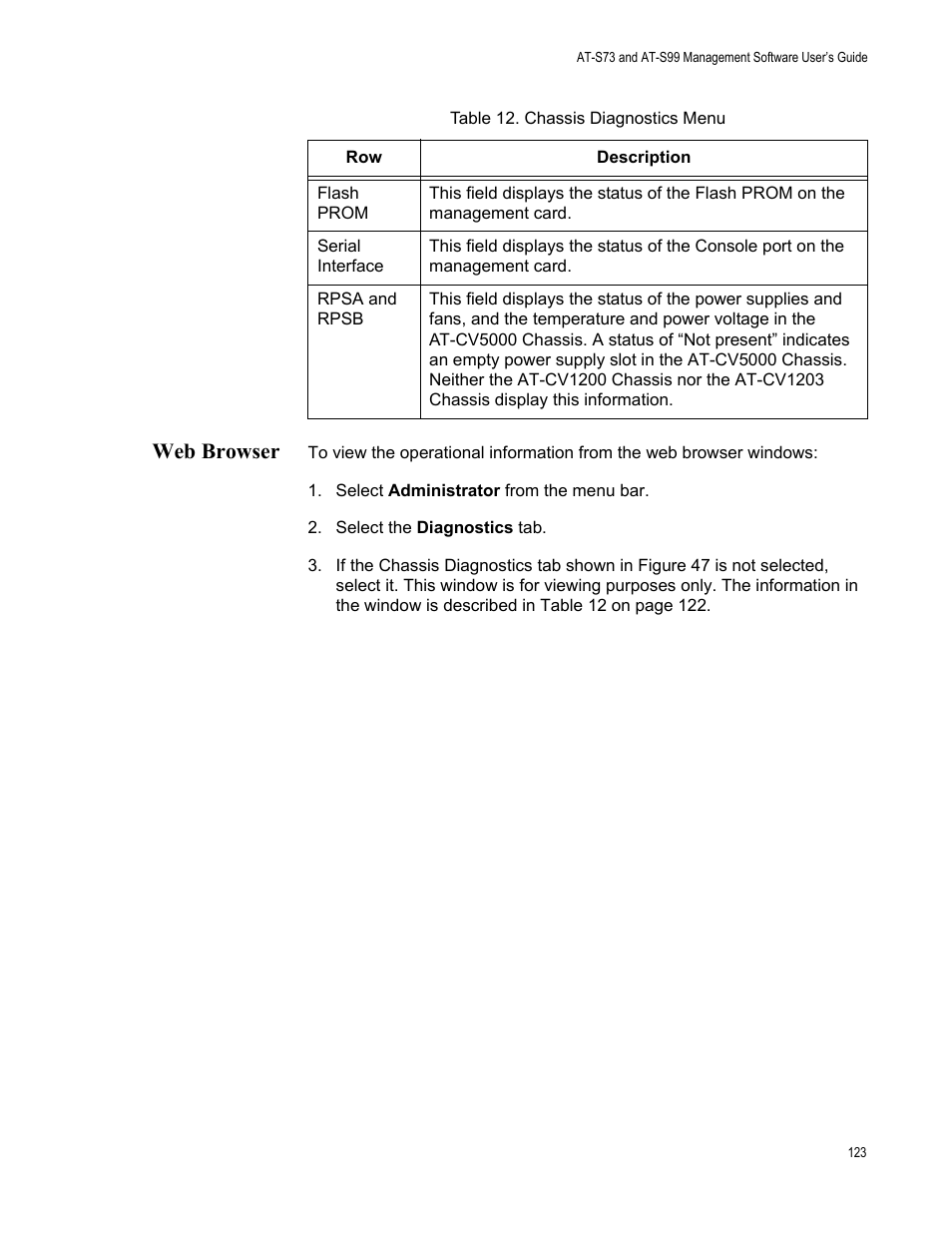 Web browser | Allied Telesis AT-S99 User Manual | Page 123 / 320