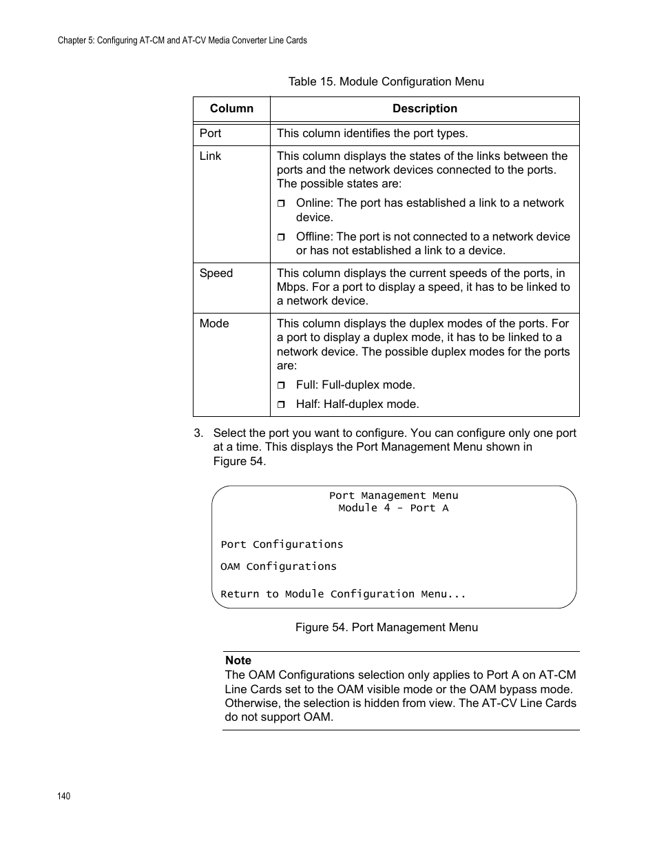 Figure 55. port management menu | Allied Telesis AT-S99 User Manual | Page 140 / 320