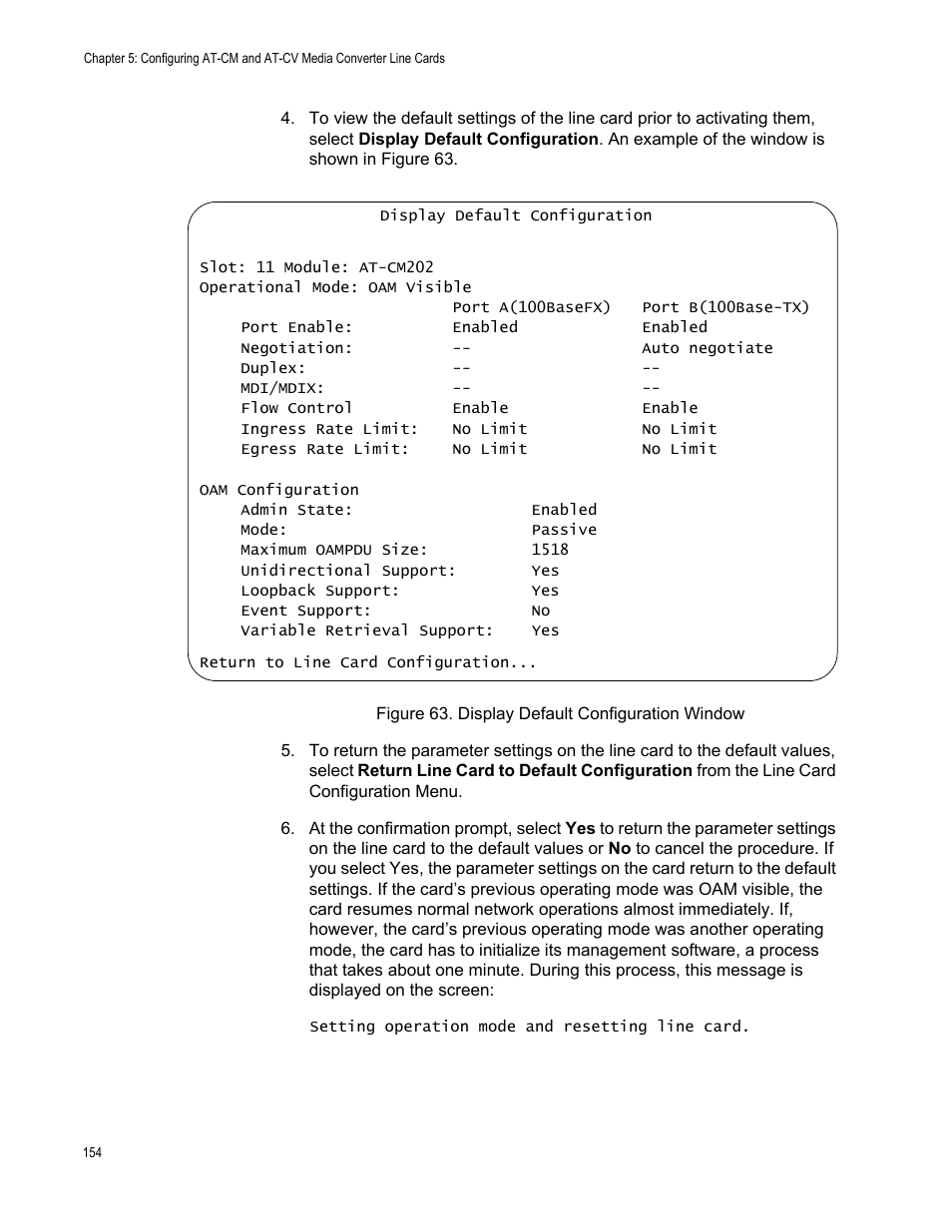 Figure 64. display default configuration window | Allied Telesis AT-S99 User Manual | Page 154 / 320