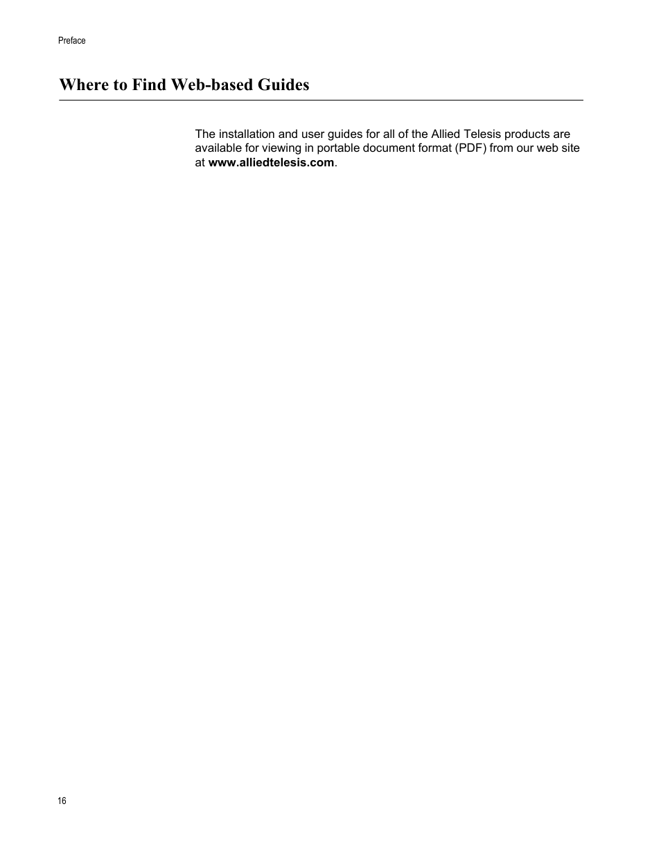 Where to find web-based guides | Allied Telesis AT-S99 User Manual | Page 16 / 320