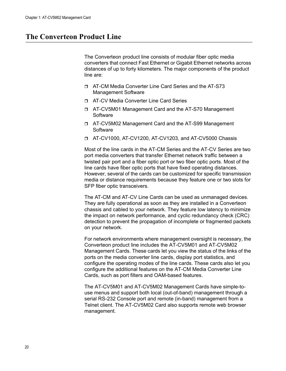 The converteon product line | Allied Telesis AT-S99 User Manual | Page 20 / 320