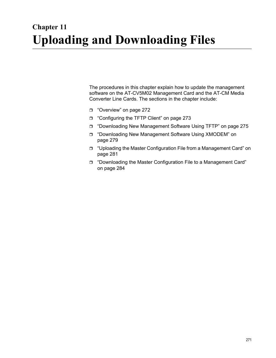 Chapter 11, Uploading and downloading files | Allied Telesis AT-S99 User Manual | Page 271 / 320