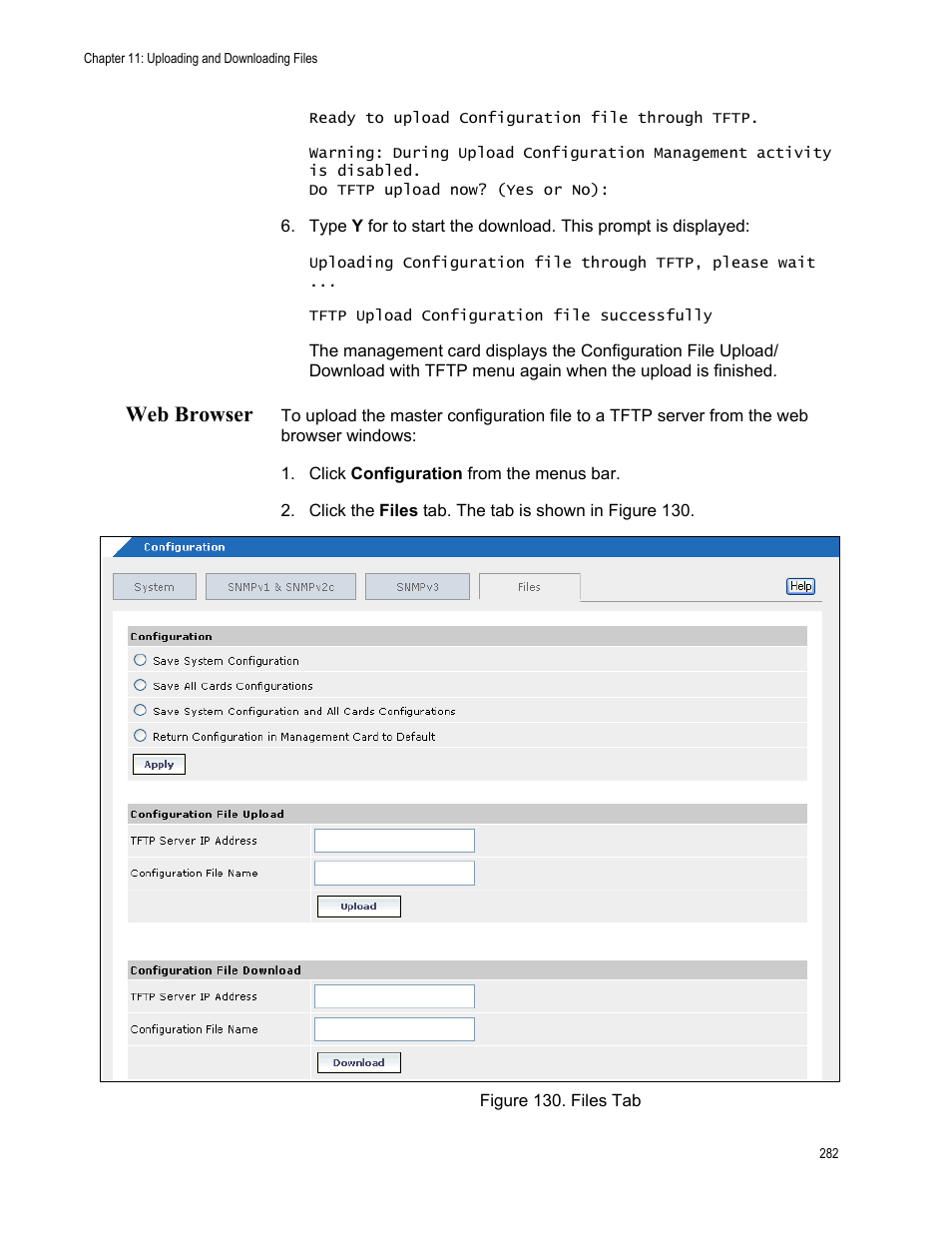 Web browser, Figure 131. files tab | Allied Telesis AT-S99 User Manual | Page 282 / 320