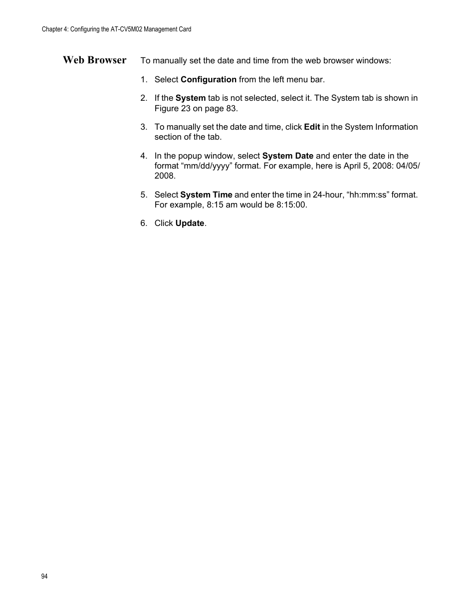 Web browser | Allied Telesis AT-S99 User Manual | Page 94 / 320