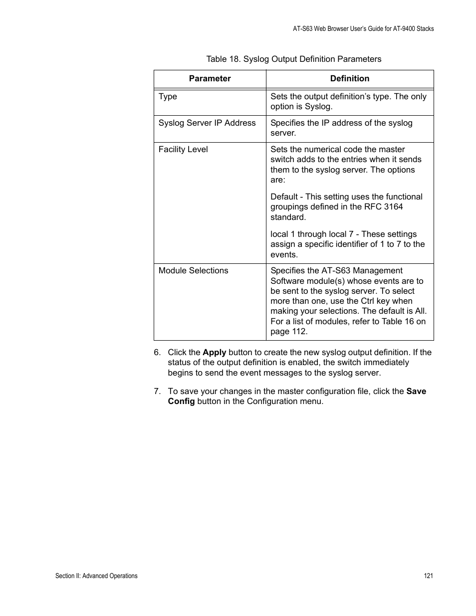 Allied Telesis AT-S63 User Manual | Page 121 / 246