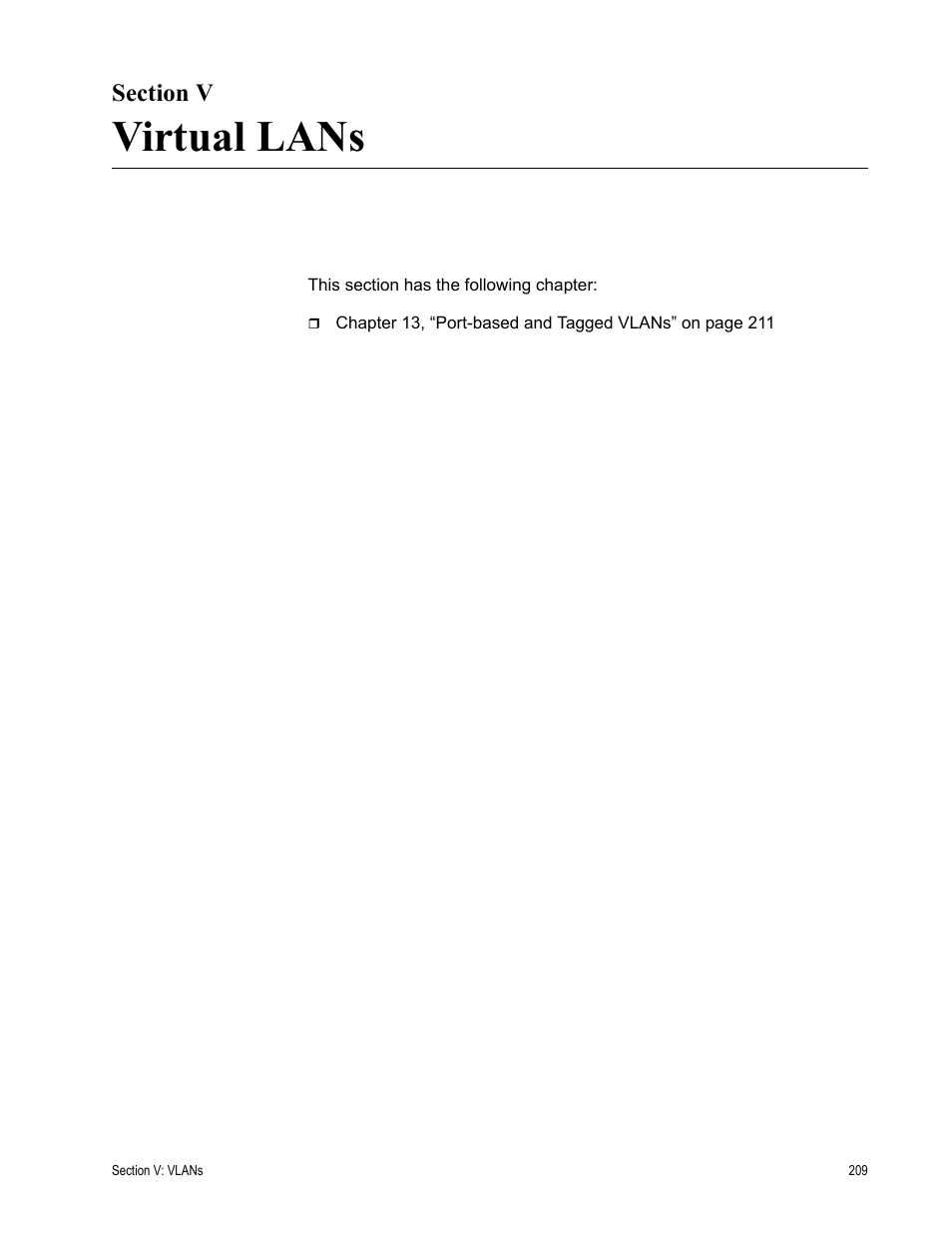 Section v, Virtual lans, Section v: virtual lans | Allied Telesis AT-S63 User Manual | Page 209 / 246