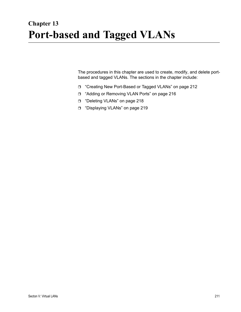 Chapter 13, Port-based and tagged vlans | Allied Telesis AT-S63 User Manual | Page 211 / 246