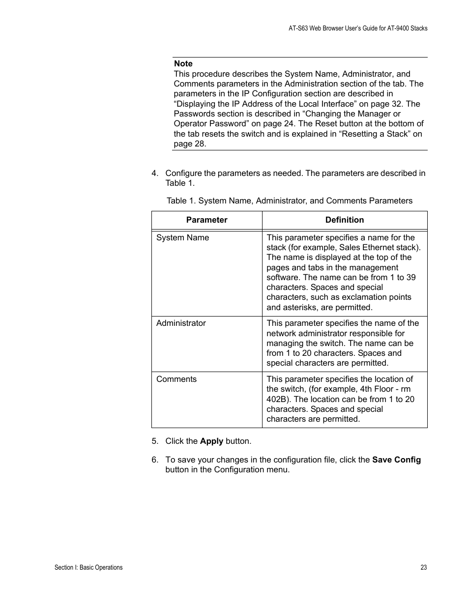 Allied Telesis AT-S63 User Manual | Page 23 / 246