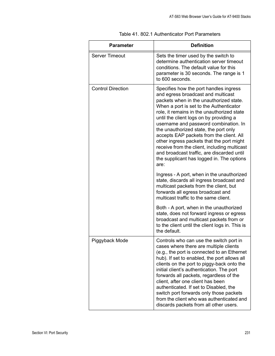 Allied Telesis AT-S63 User Manual | Page 231 / 246