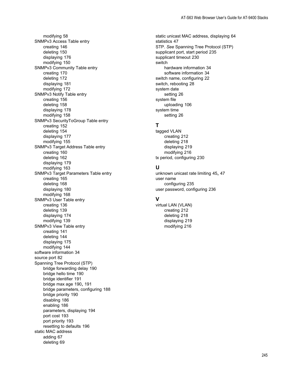 Allied Telesis AT-S63 User Manual | Page 245 / 246