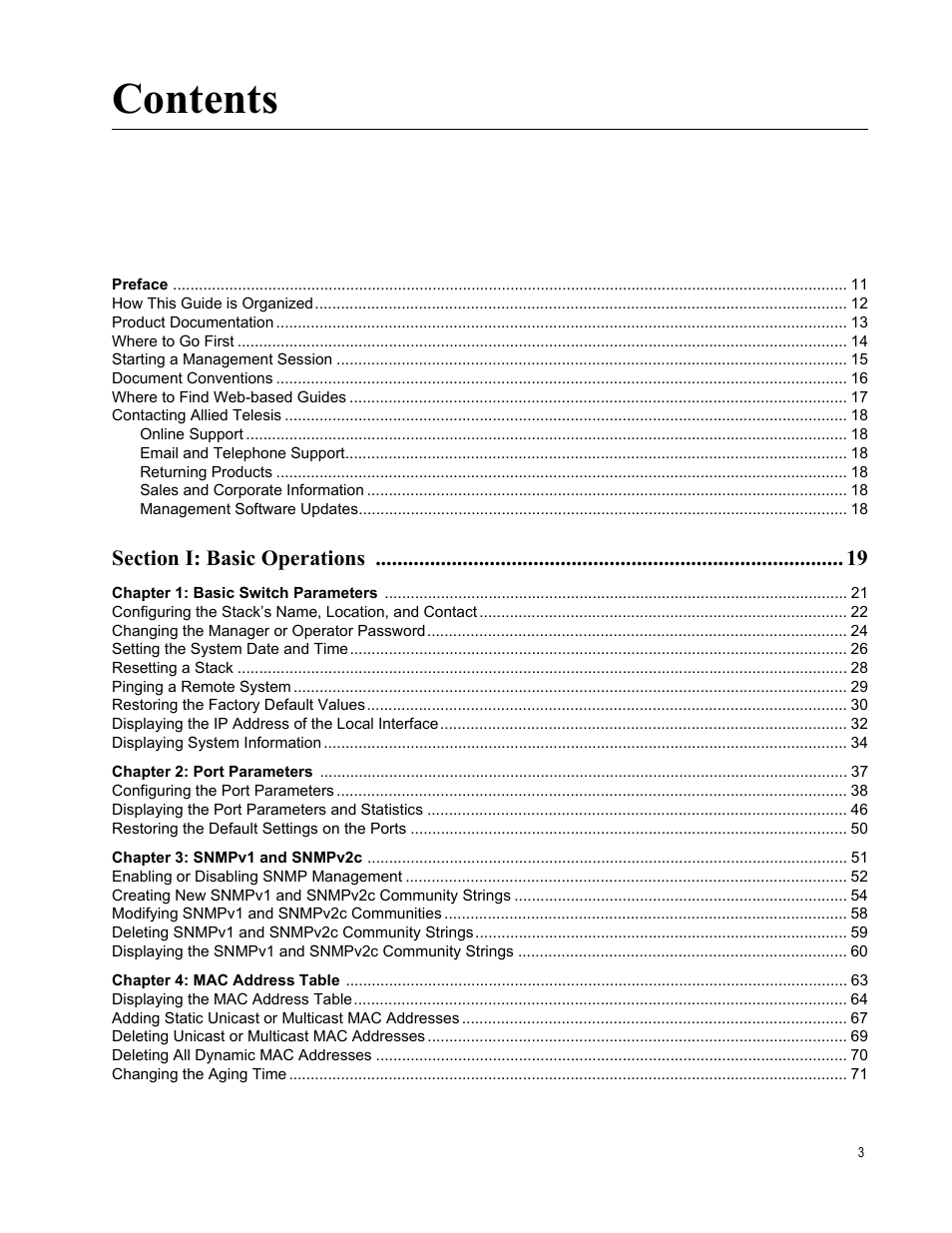 Allied Telesis AT-S63 User Manual | Page 3 / 246