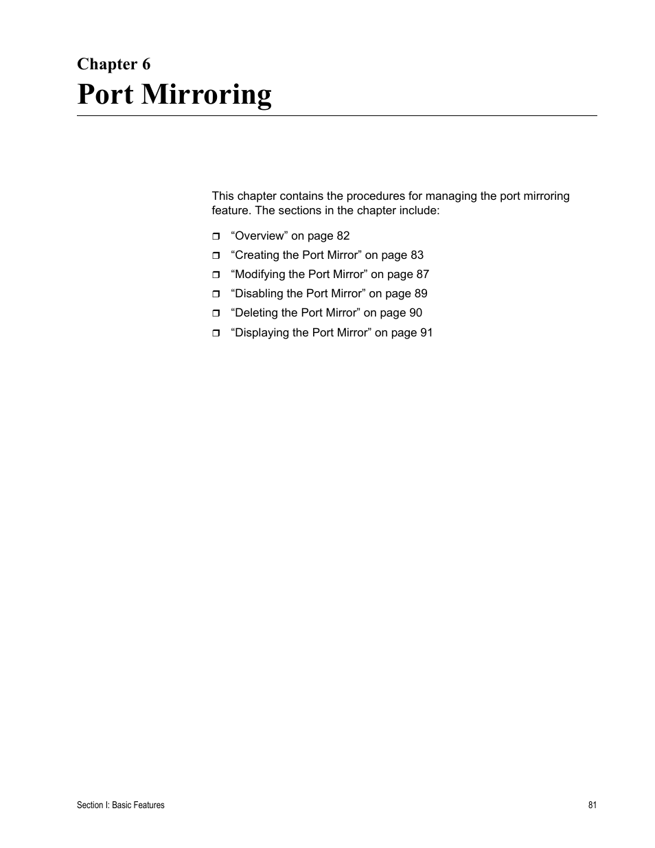 Chapter 6, Port mirroring, Chapter 6: port mirroring | Allied Telesis AT-S63 User Manual | Page 81 / 246