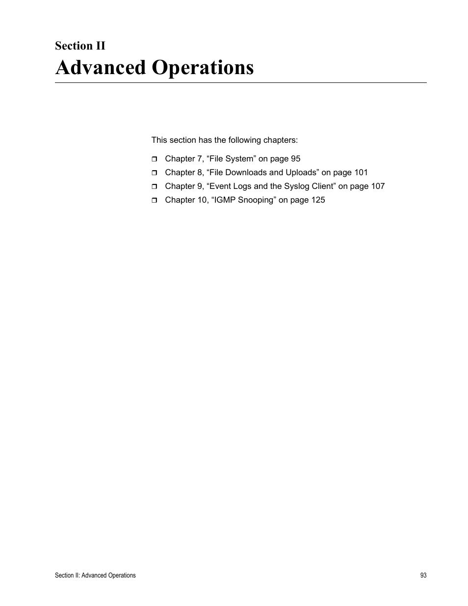 Section ii, Advanced operations, Section ii: advanced operations | Allied Telesis AT-S63 User Manual | Page 93 / 246