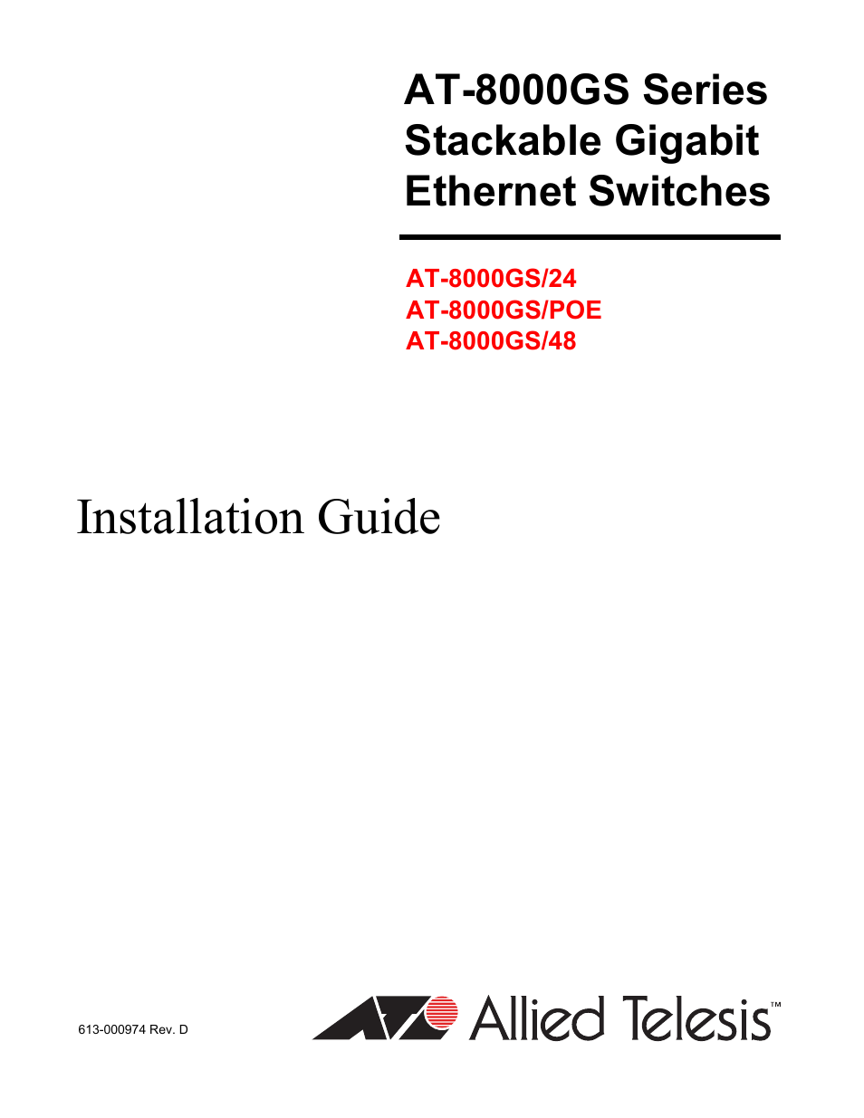 Allied Telesis AT-8000GS/48 User Manual | 52 pages