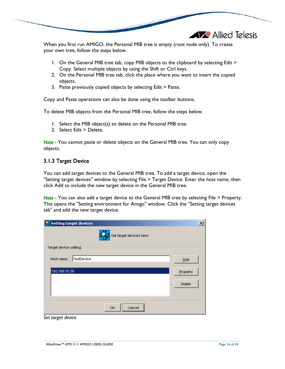 3 target device | Allied Telesis AlliedView-EMS 3.11 AMIGO User Manual | Page 16 / 43