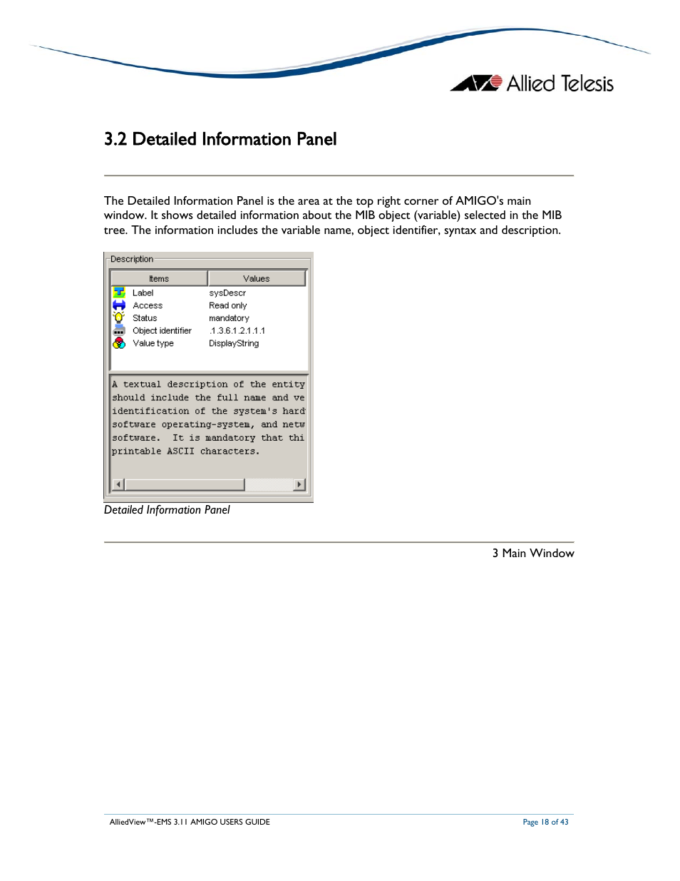 2 detailed information panel | Allied Telesis AlliedView-EMS 3.11 AMIGO User Manual | Page 18 / 43