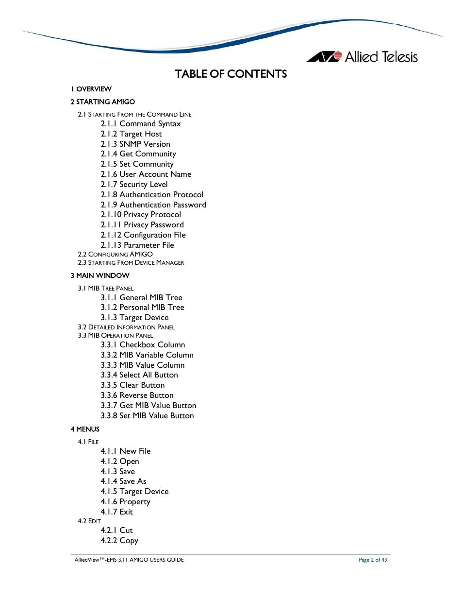 Allied Telesis AlliedView-EMS 3.11 AMIGO User Manual | Page 2 / 43
