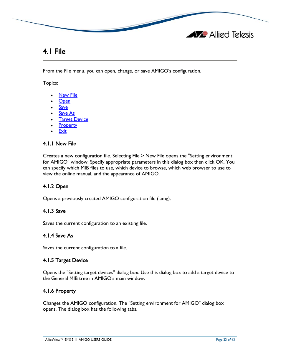 1 file | Allied Telesis AlliedView-EMS 3.11 AMIGO User Manual | Page 23 / 43